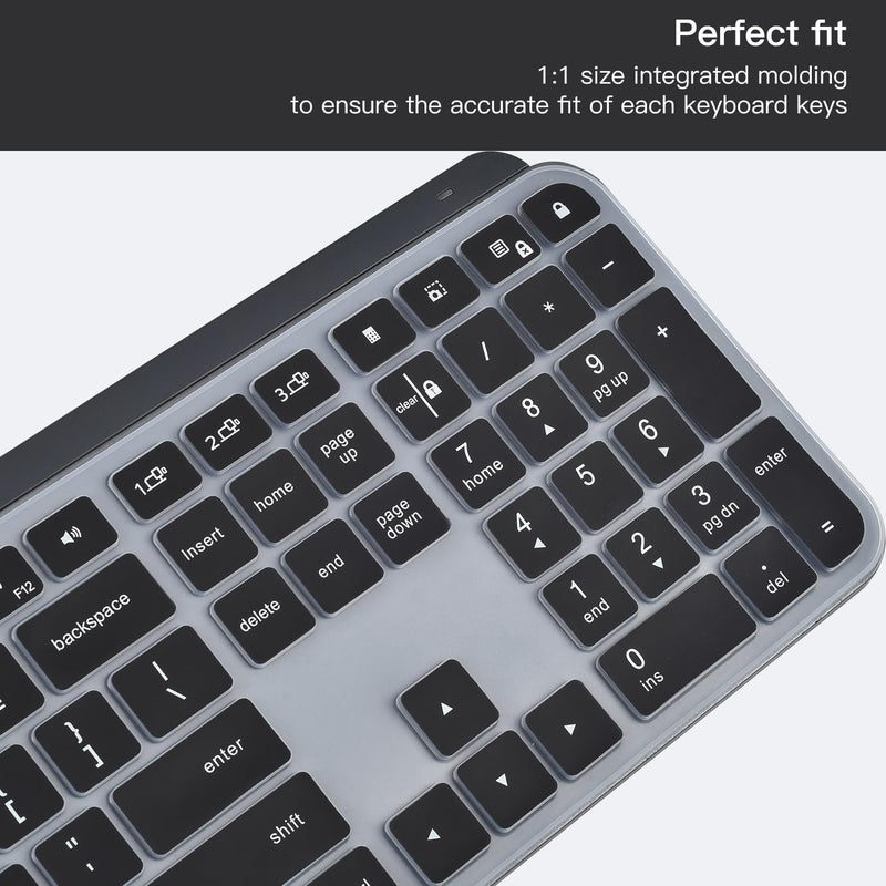 DAMMOMKO غطاء لوحة المفاتيح لجهاز لوجيتك MX Keys S و MX Keys Advanced مضيئة لاسلكية، واقي لوحة مفاتيح لوجيتك كرافت المتقدمة، (لا يناسب MX Keys S لجهاز ماك)، أسود - Image 5
